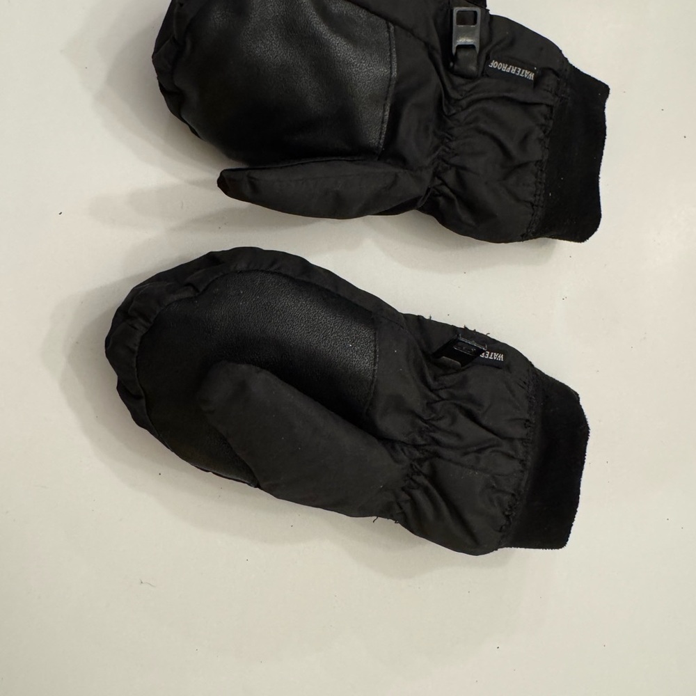 Black Mittens with Adjustable Strap